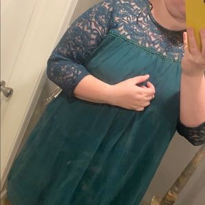 Lace Green Knee Length Dress Size 24